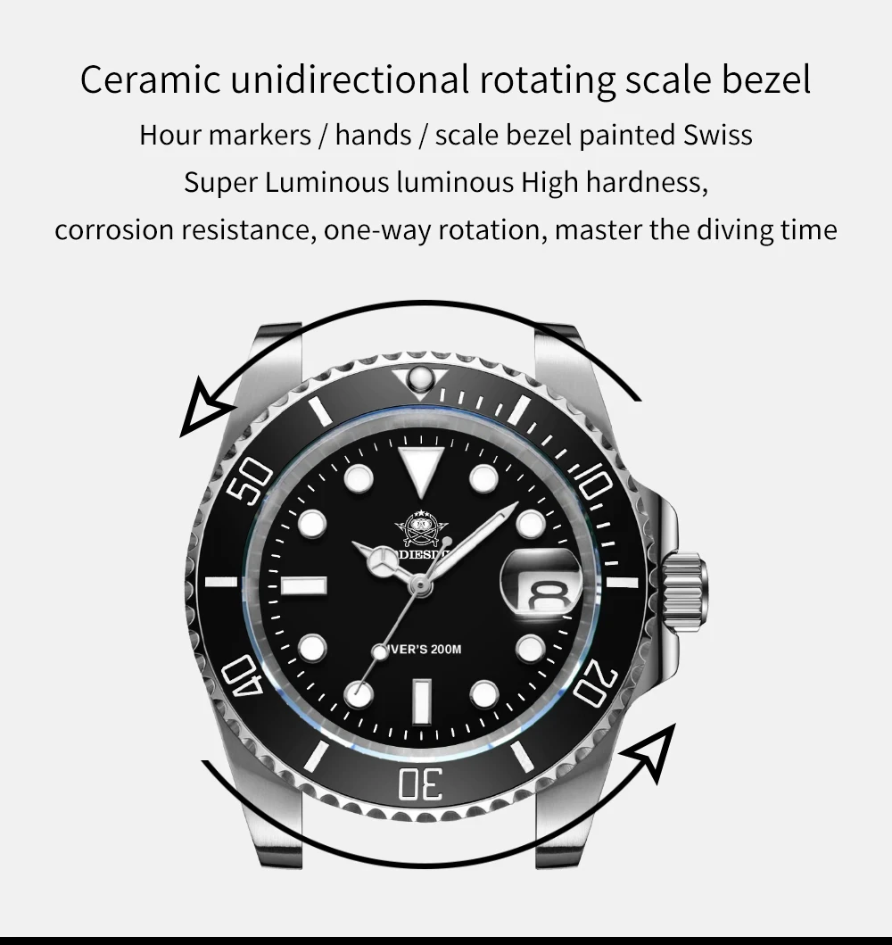ADDIESDIVE 41mm Men's Diver Quartz Watch Domed Glass Ceramic Bezel Wristwatch Waterproof 200m Super Luminous Stainless Watches - Image 20