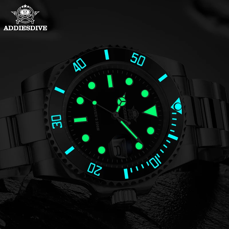 ADDIESDIVE 41mm Men's Diver Quartz Watch Domed Glass Ceramic Bezel Wristwatch Waterproof 200m Super Luminous Stainless Watches - Image 5